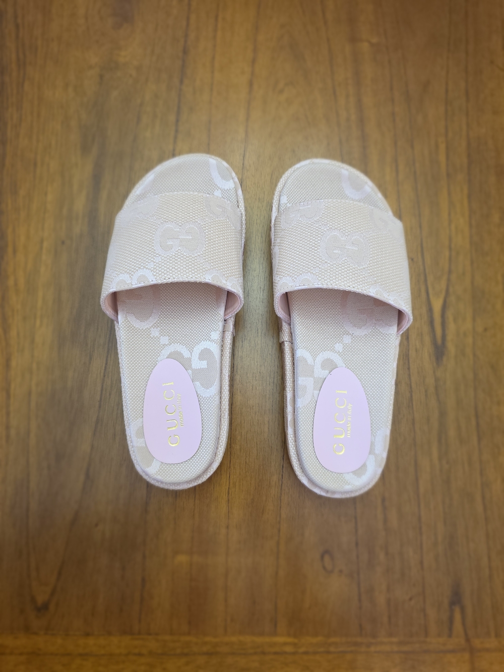 Denim light pink GG canvas platform slide sandals (NEW) - Picture 4 of 8